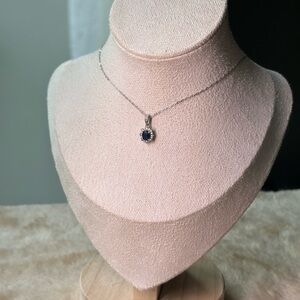 Petite lady Diana natural sapphire pendant sterling silver